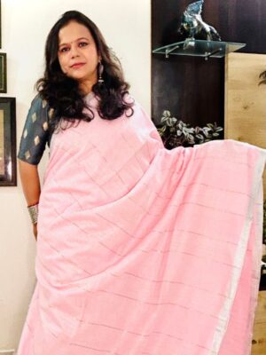 Pink Linen Saree