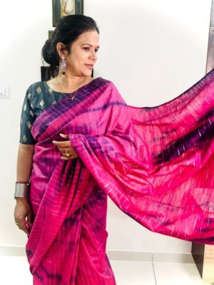 Shibori Saree In Pink & Purple
