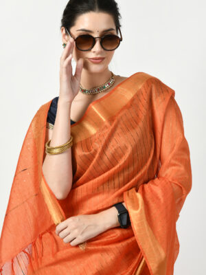 Rust Orange Saree