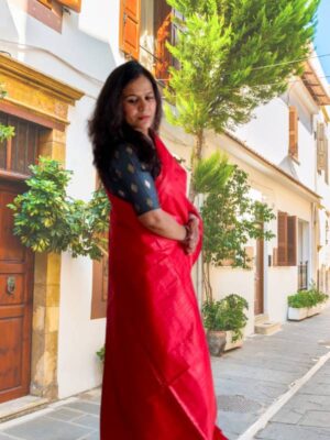 Sitara Red Tussar Silk Saree