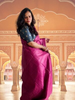 Sitara Magenta Pink Tussar Silk Saree