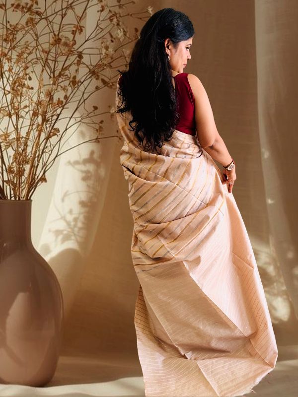 sequins pallu tussar silk saree detail