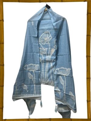 Blue Linen Embroidered Dress Material