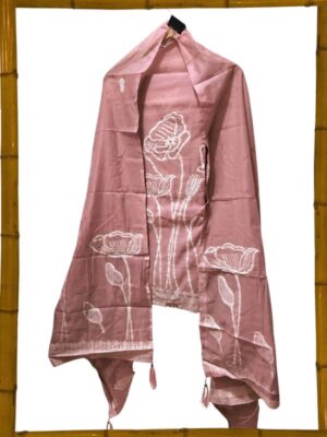 Luxury Pink Linen Embroidered Dress Material