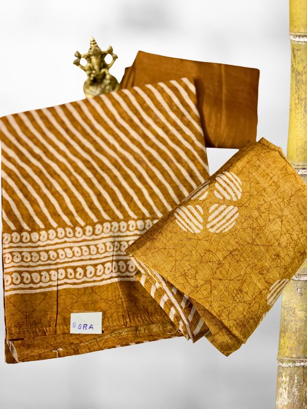 Leheriya print on Deep Brown Cotton Silk kurta