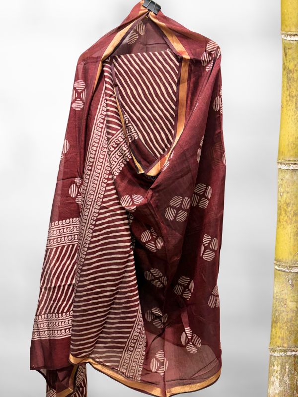 Mustard Leheriya print on cotton silk kurta fabric