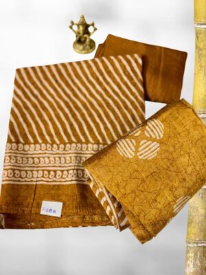 Musturd Leheriya Cotton Silk Dress Material
